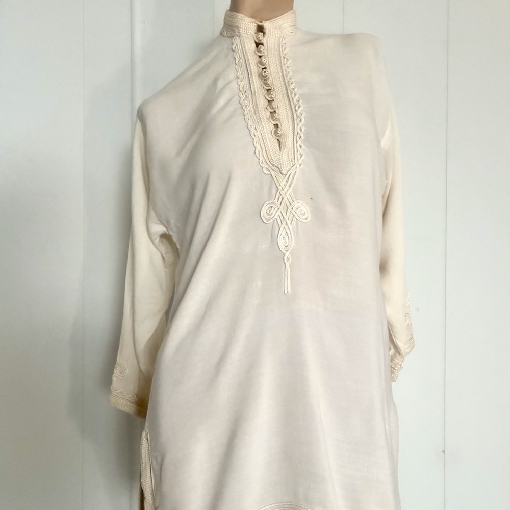 VTG 1970s White Cotton Moroccan Blouse Sz S